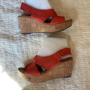 Clarks Artisan Cork Wedge Comfort Sandals
